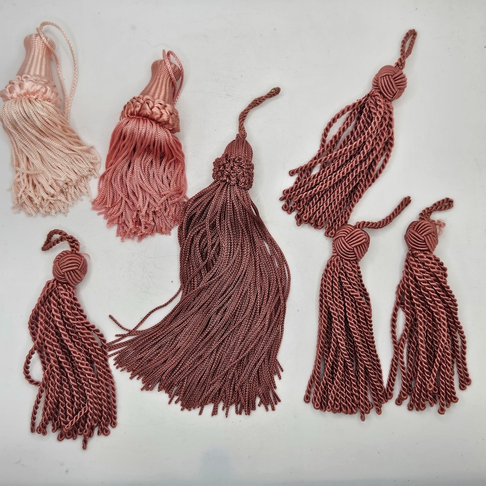 Lot of 7 Decorative Tassels Mauve Dusty Rose Pink Curtain Sewing Trim Craft